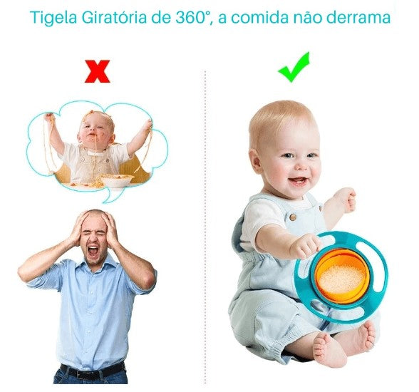Prato Giratório 360º Para Bebê - Não Cai Comida – GosteiQuero